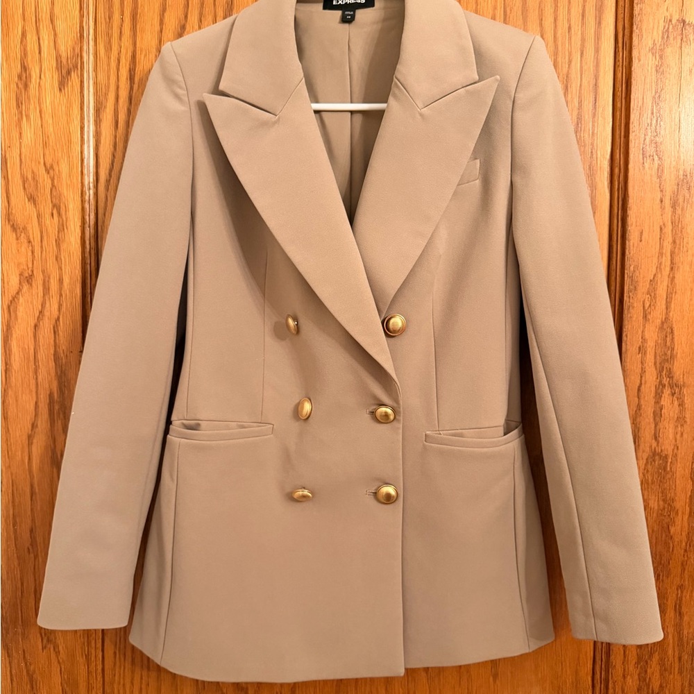 Express Tan Blazer with Gold Buttons